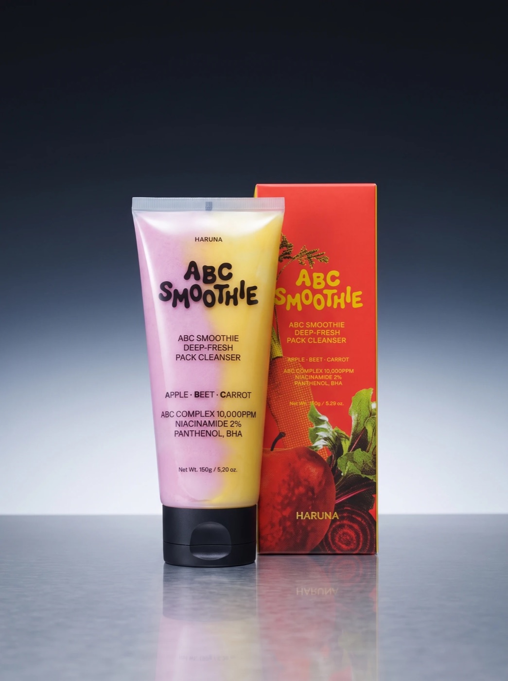 HARUNA ABC Smoothie Deep-Fresh Pack Cleanser tube standing beside its box